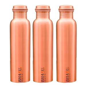 Bharu Plain Copper Bottle 950 ml- Pack of 3