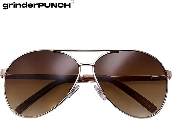 Big XL Wide Frame Extra Large Aviator Sunglasses (Gold - Gradient Lens)