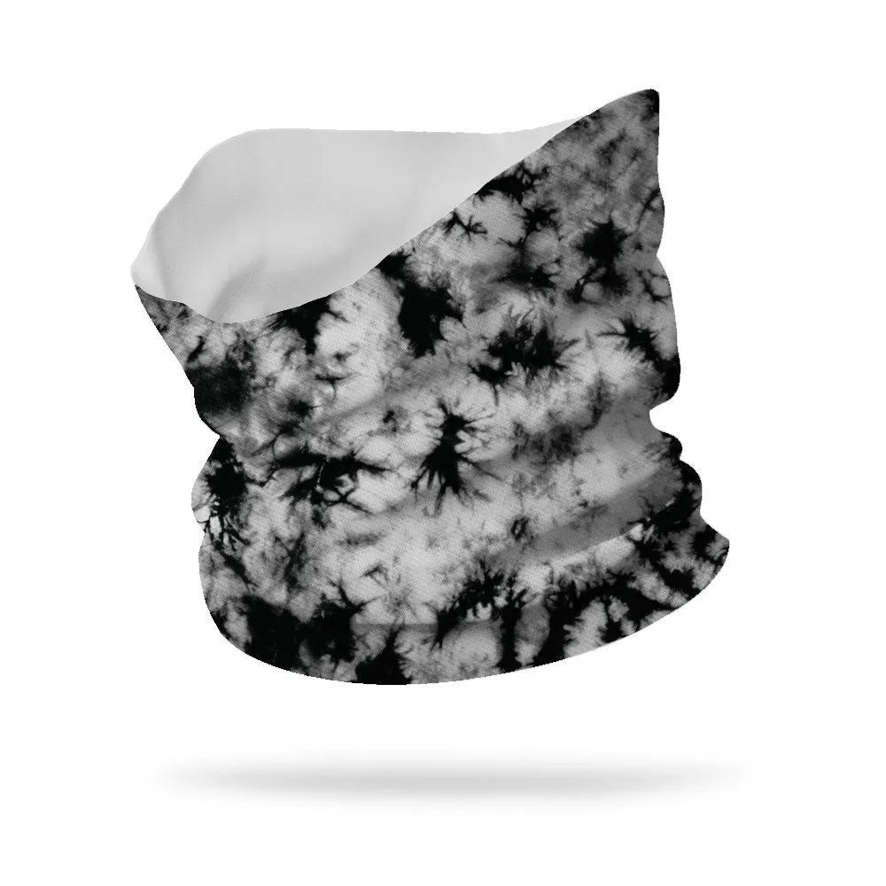 Black and White Tie Dye Wicking Neck Gaiter (12" length)