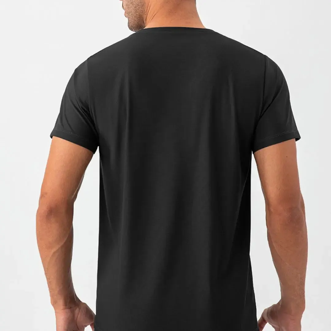Blue quick dry material short sleeve t-shirts for men