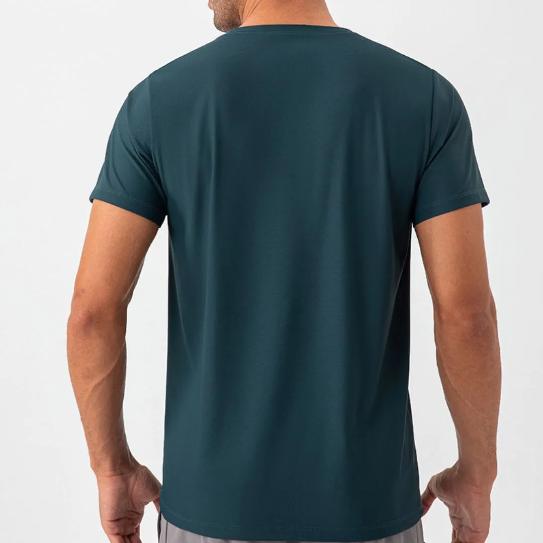 Blue quick dry material short sleeve t-shirts for men