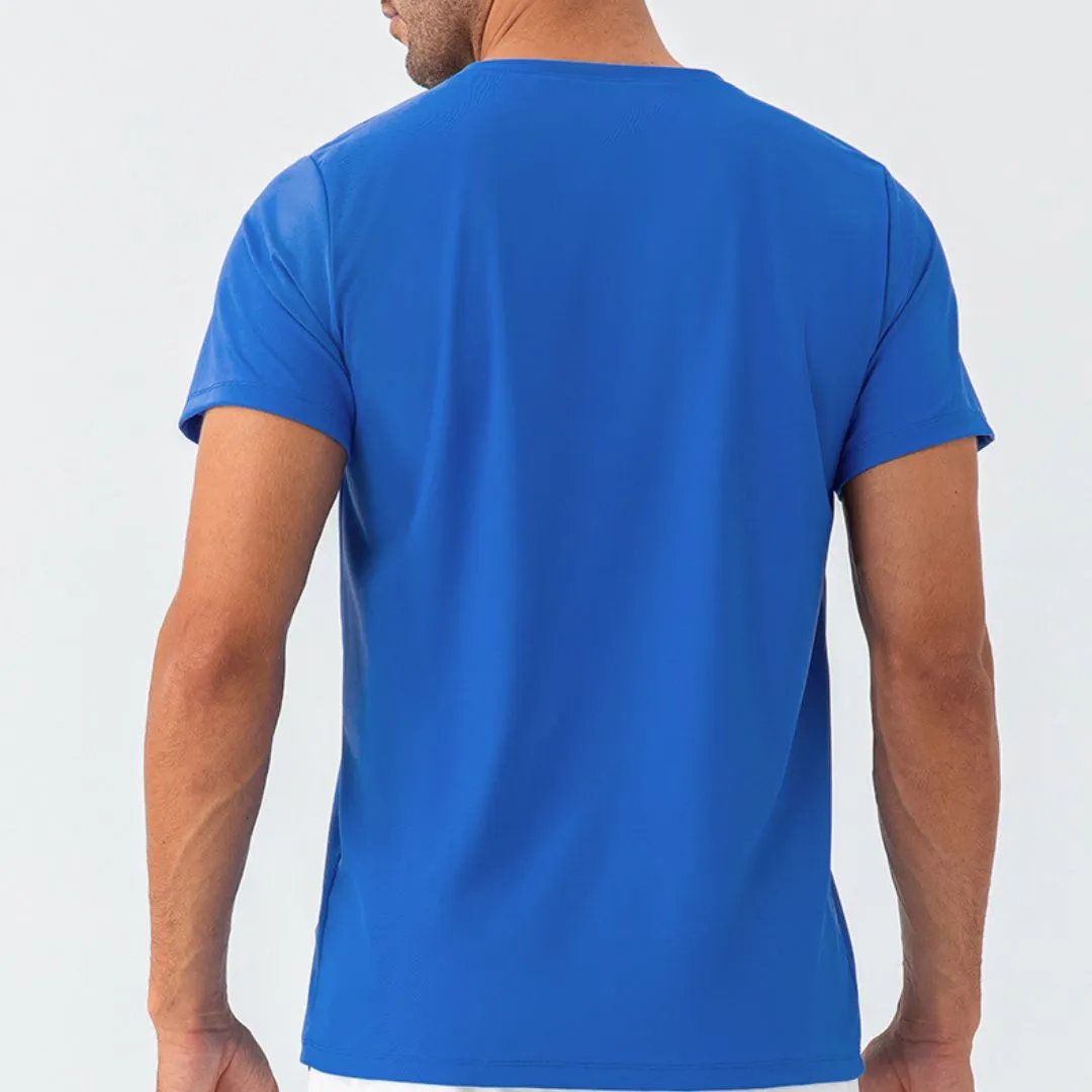 Blue quick dry material short sleeve t-shirts for men