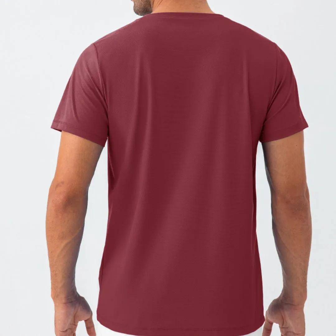 Blue quick dry material short sleeve t-shirts for men