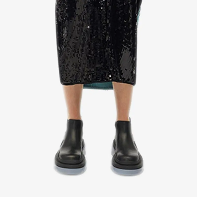 Blue/Black Cropped Chelsea Boots