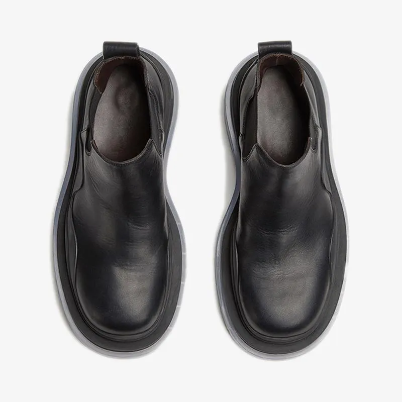 Blue/Black Cropped Chelsea Boots