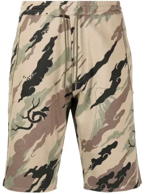 Bonsai Forest-Print Cotton Shorts
