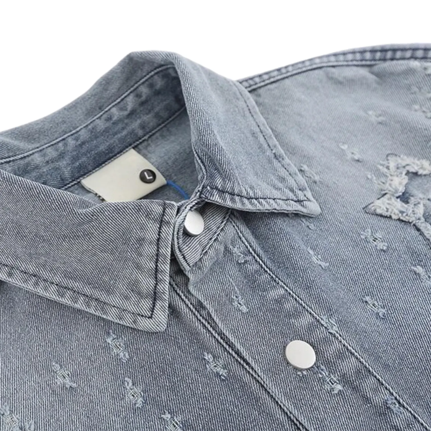 Boxy fit heavy denim shirt with stars