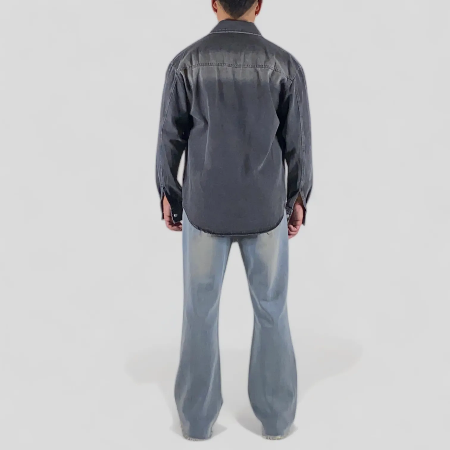 Boxy fit heavy denim shirt with stars