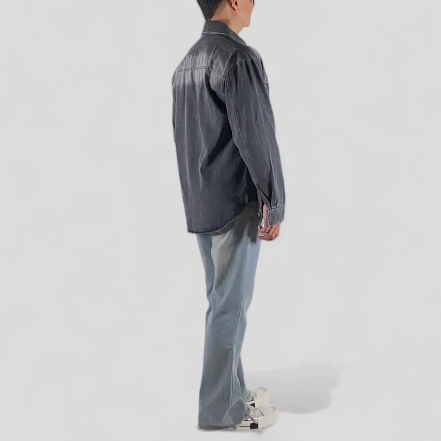 Boxy fit heavy denim shirt with stars