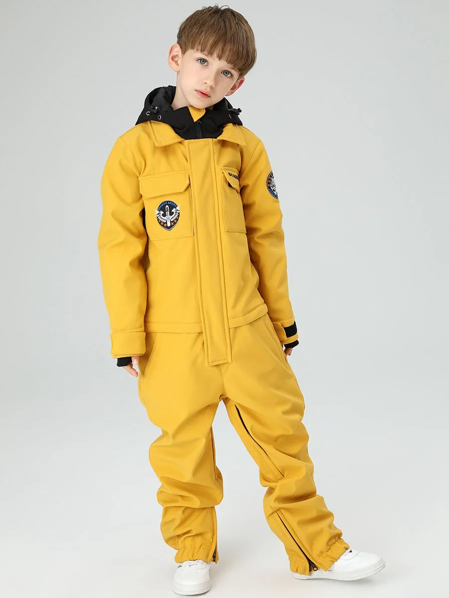 Boys Candy Color Snow Suit Foot Strap Design