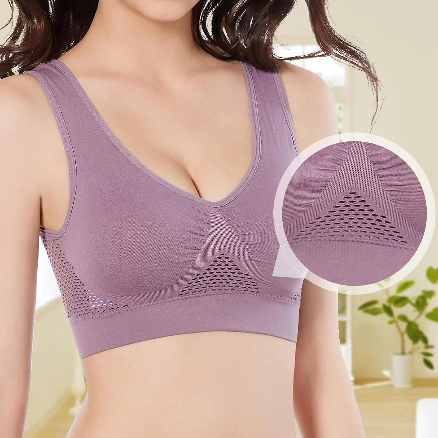 Breathable Cool Liftup Air Bra,Padded Sports Bra for Women,Womens Underwear Breathable Large Size Snug Bras No Steel Ring
