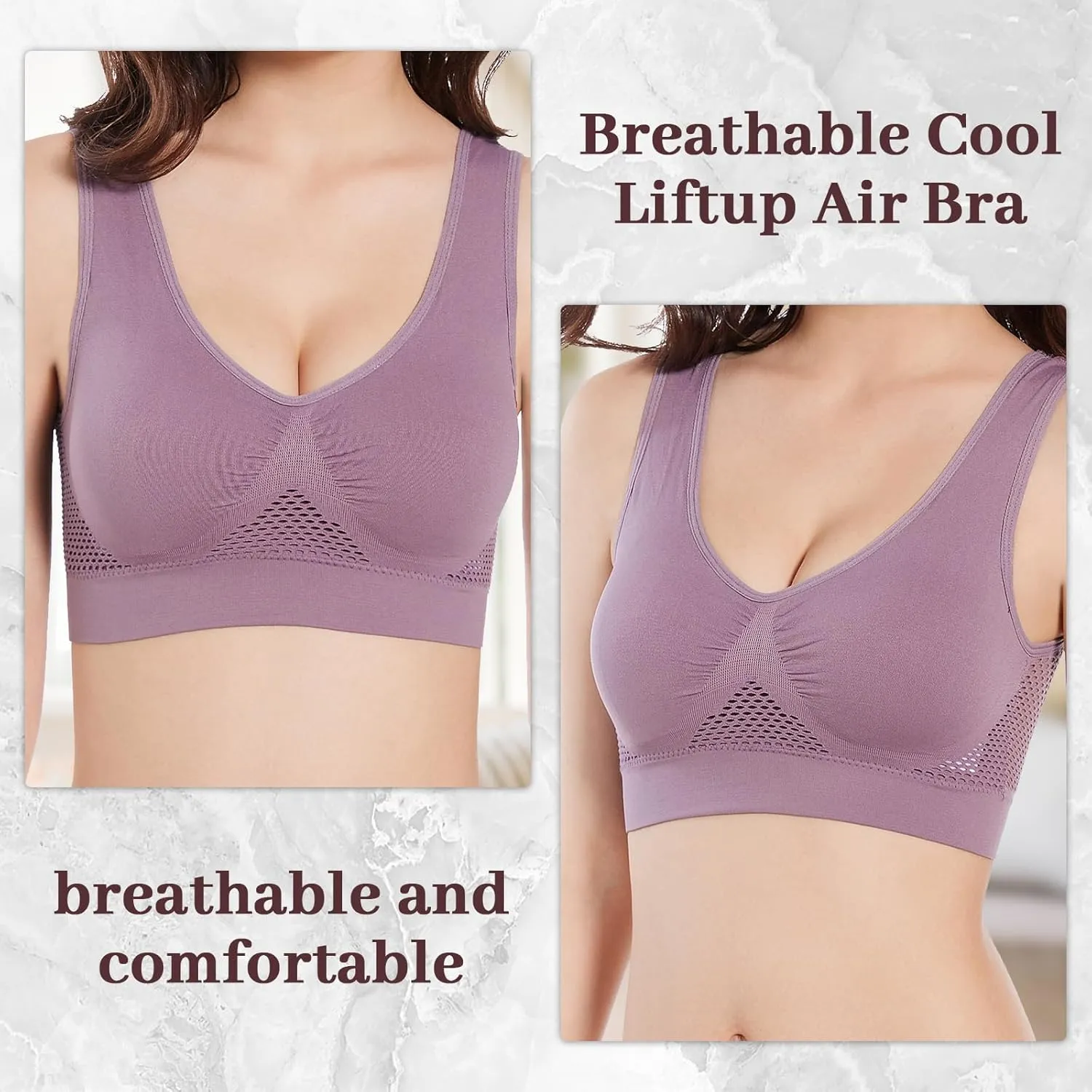 Breathable Cool Liftup Air Bra,Padded Sports Bra for Women,Womens Underwear Breathable Large Size Snug Bras No Steel Ring