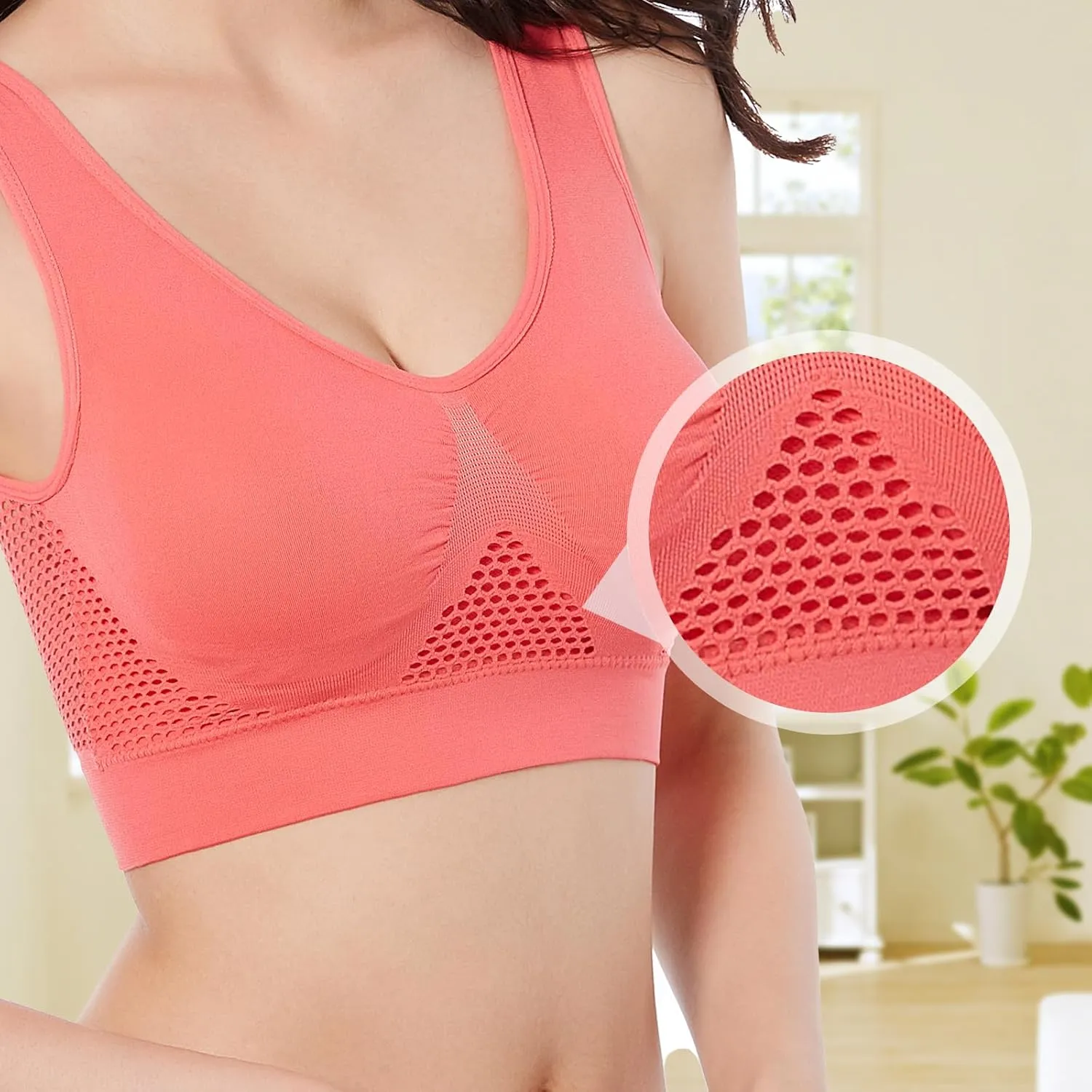 Breathable Cool Liftup Air Bra,Padded Sports Bra for Women,Womens Underwear Breathable Large Size Snug Bras No Steel Ring