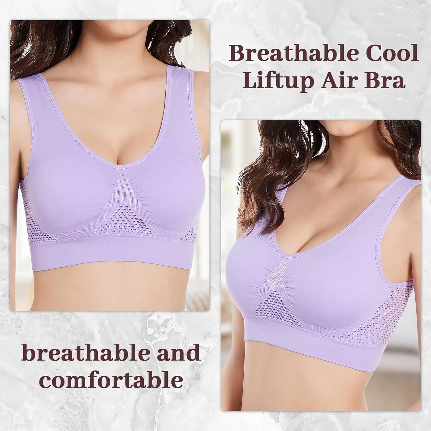 Breathable Cool Liftup Air Bra,Padded Sports Bra for Women,Womens Underwear Breathable Large Size Snug Bras No Steel Ring