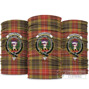 Buchanan Old Set Weathered Tartan Neck Gaiters, Tartan Bandanas, Tartan Head Band with Family Crest