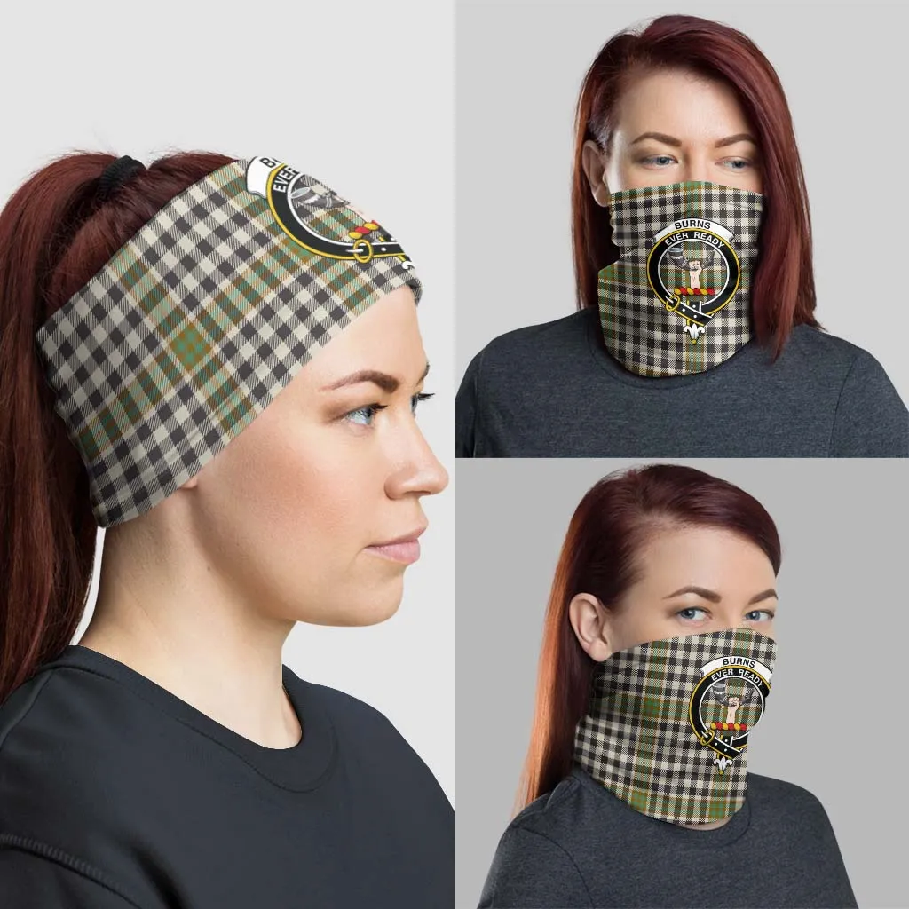 Burns Check Tartan Neck Gaiters, Tartan Bandanas, Tartan Head Band with Family Crest