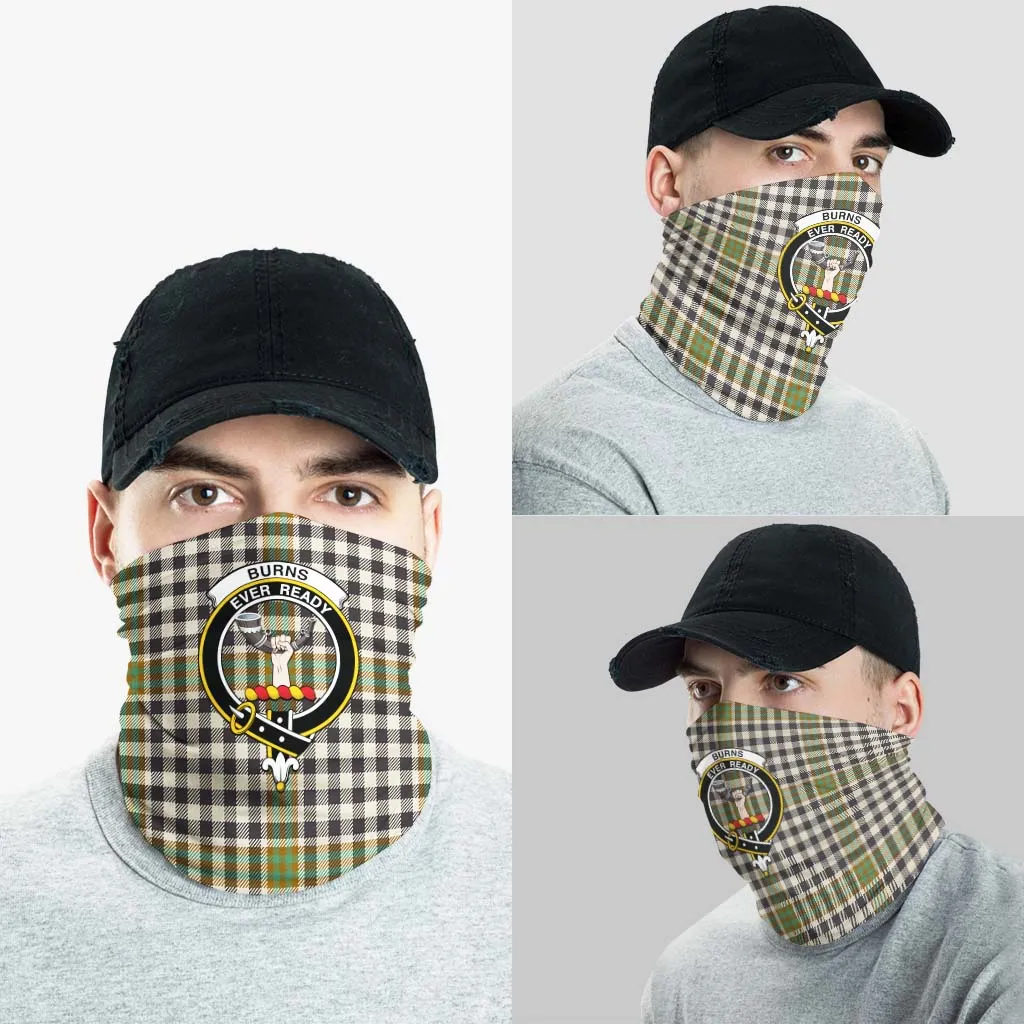Burns Check Tartan Neck Gaiters, Tartan Bandanas, Tartan Head Band with Family Crest