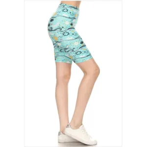 Buttery Soft Fun Print Bike Shorts - Aqua Sails