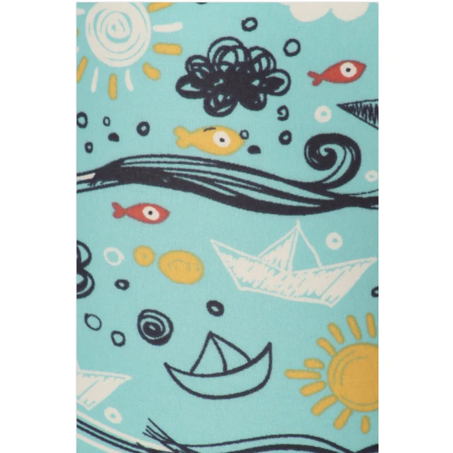 Buttery Soft Fun Print Bike Shorts - Aqua Sails