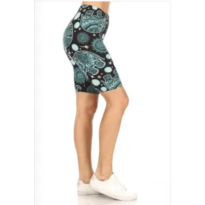 Buttery Soft Fun Print Bike Shorts - Elephant Mandala