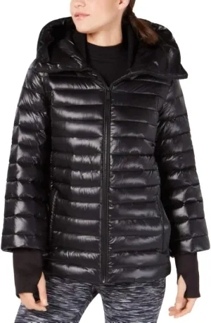 Calvin Klein Women's Down-Filled Hooded Puffer Jacket, Black, X-Large