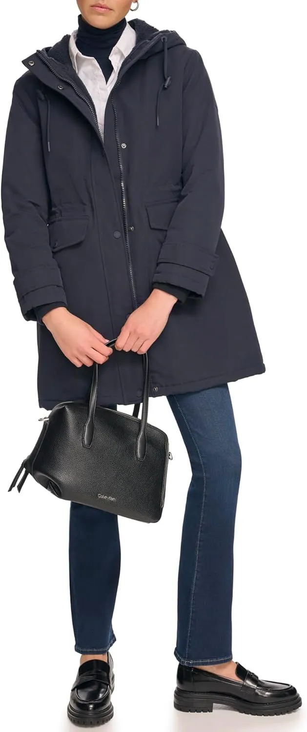 Calvin Klein Women's Long Water-Resistant Rain Jacket