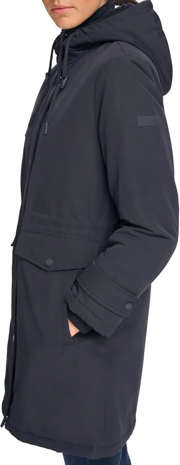 Calvin Klein Women's Long Water-Resistant Rain Jacket