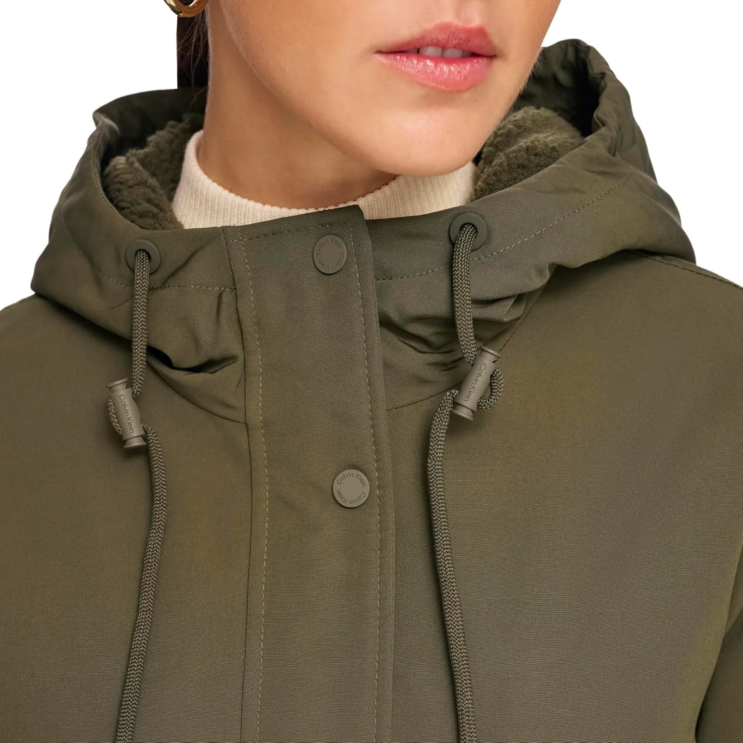 Calvin Klein Women's Long Water-Resistant Rain Jacket