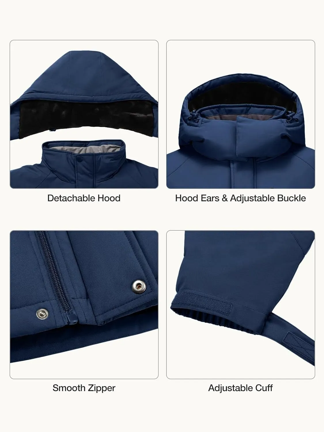 CAMEL CROWN Men's Winter Coats Waterproof Ski Jacket Snowboard Fleece Lining with Hood Parka Rain Jacket
