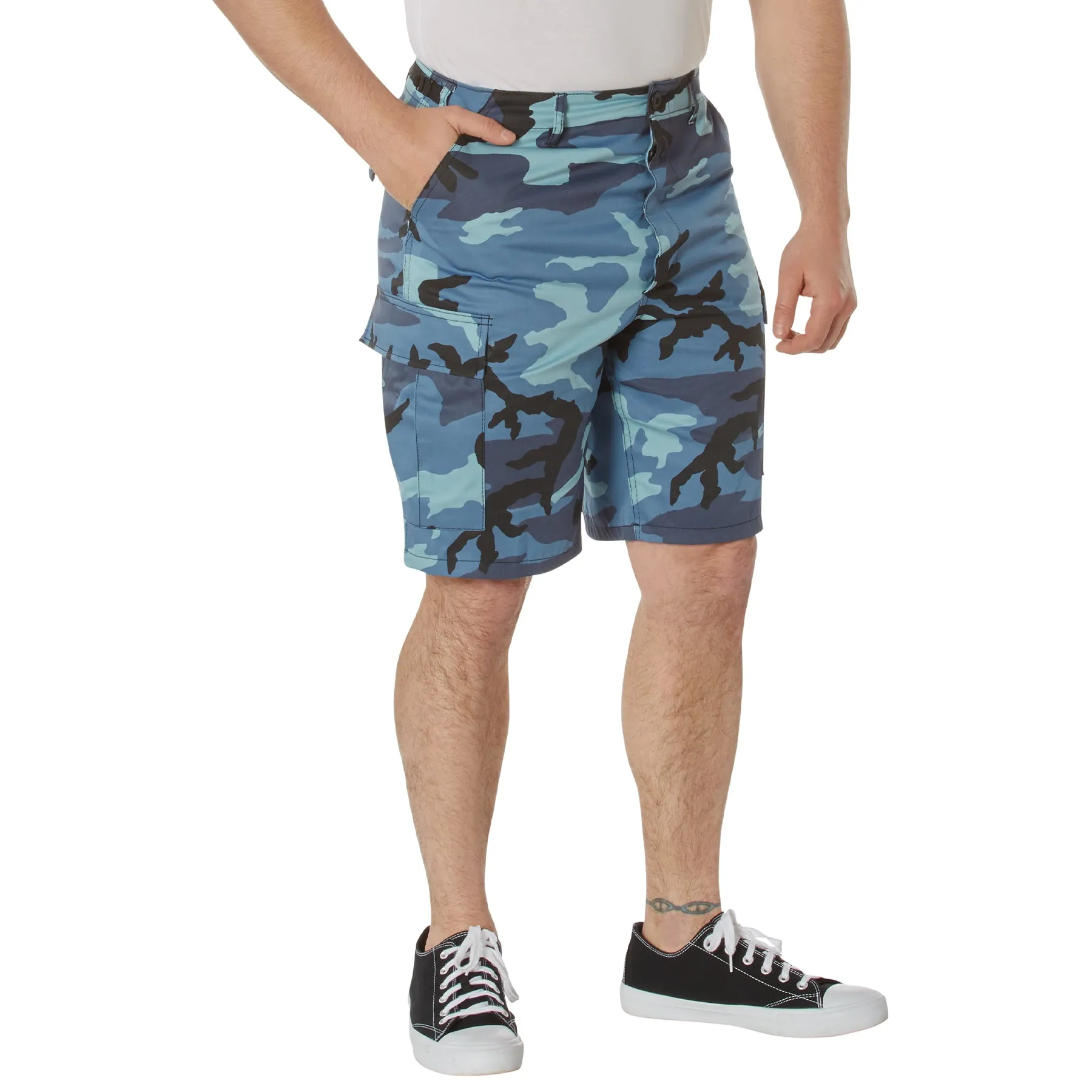Camo BDU Shorts-Sky Blue Camo- Poly/Cotton