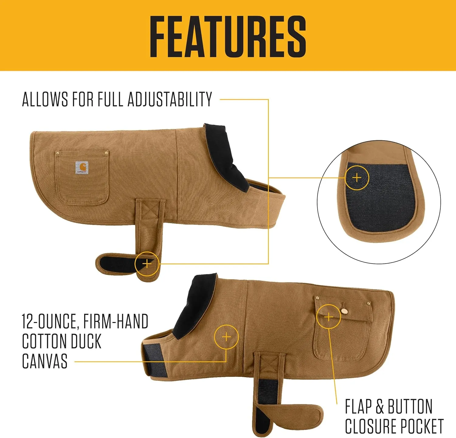 Carhartt Firm Duck Insulated Dog Chore Coat, Durable Weather Resistant Jacket for Cold and Windy Conditions, PFAS Free (Carhartt Brown), Medium
