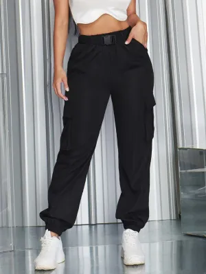 Casual Buckled Belted Cargo Pants