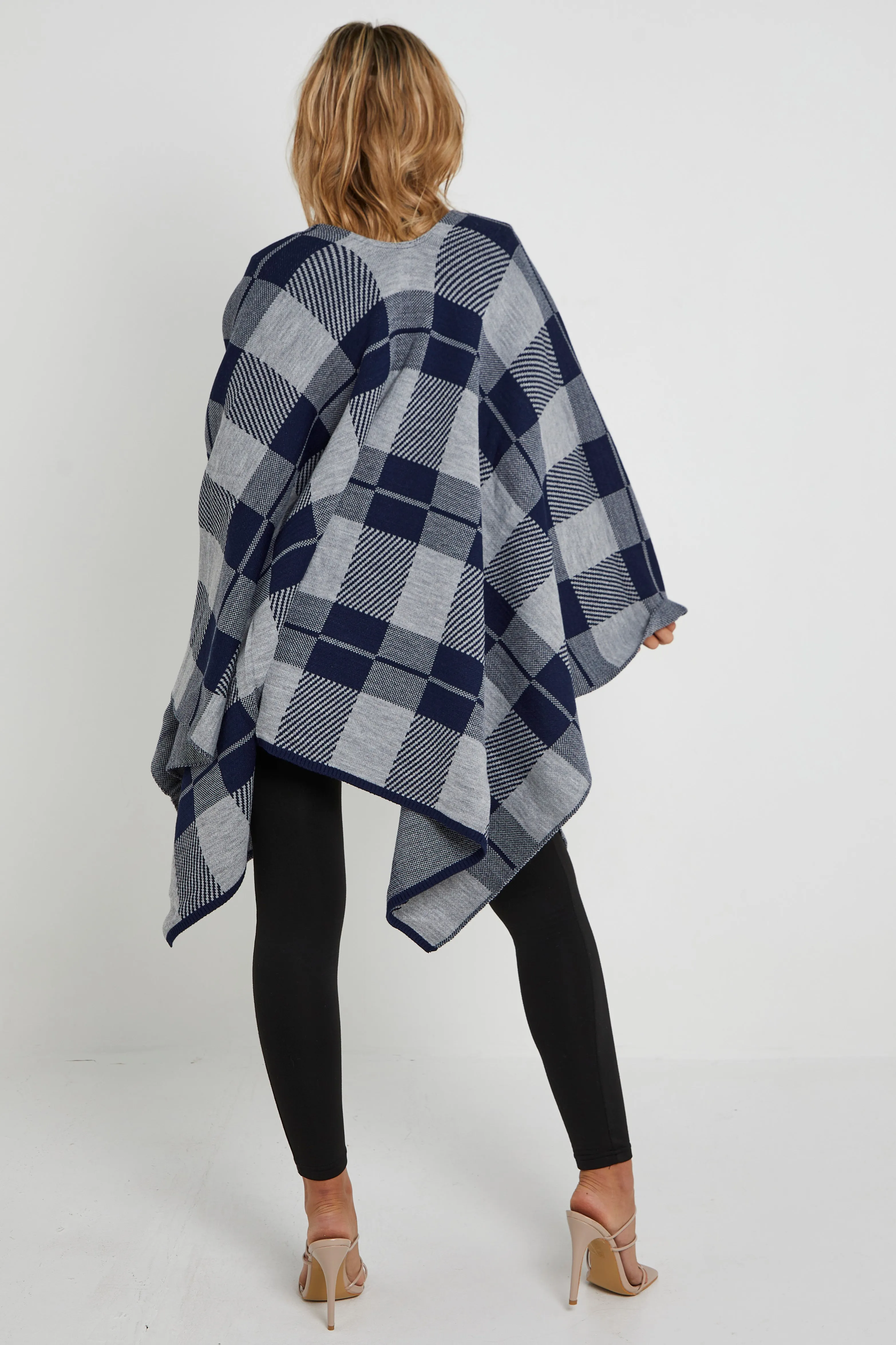 Checked Print Shawl Ponchos
