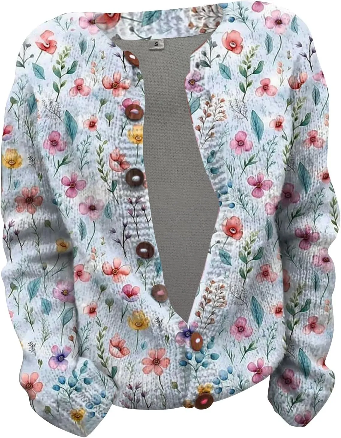 Christmas Sweater for Women Cute Xmas Floral Printed Cardigans Sweaters Open Front Button Down Casual Knitted Outerwear