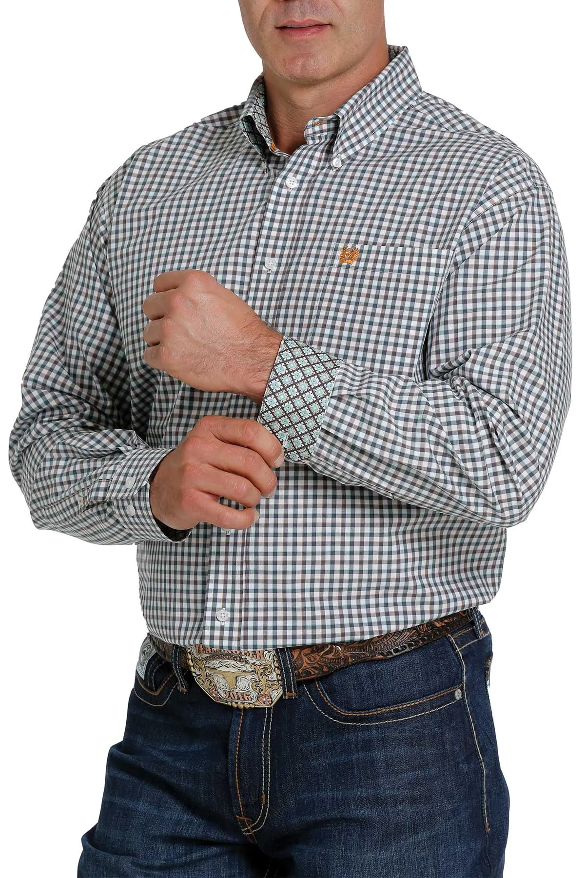 Cinch Men's Grey Check Plaid Shirt