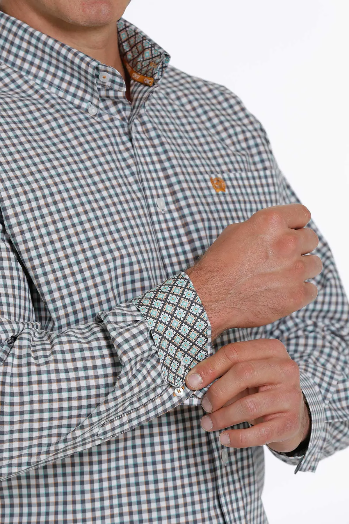 Cinch Men's Grey Check Plaid Shirt