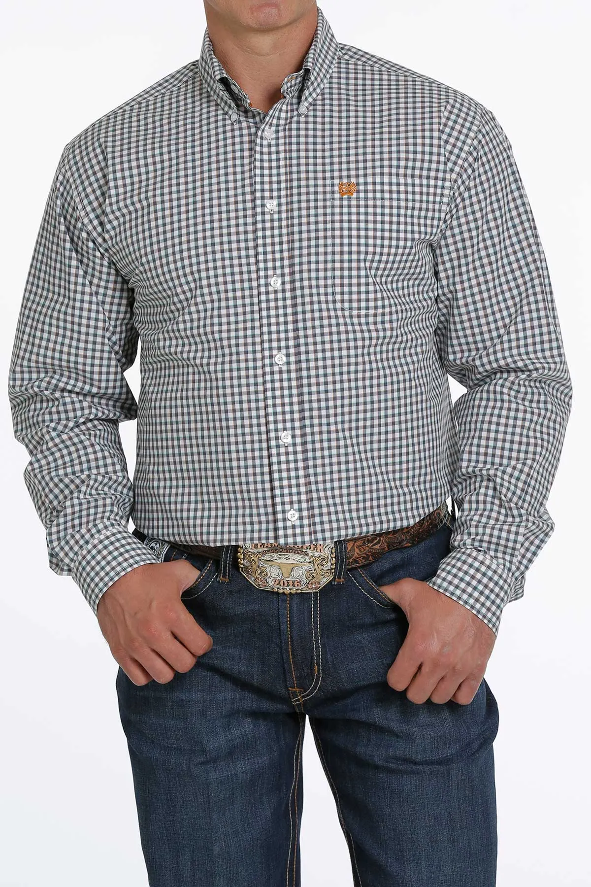 Cinch Men's Grey Check Plaid Shirt