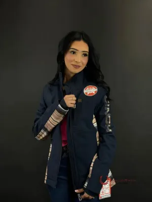 Cinch Womens Blue Yellow Team Logo Softshell Jacket