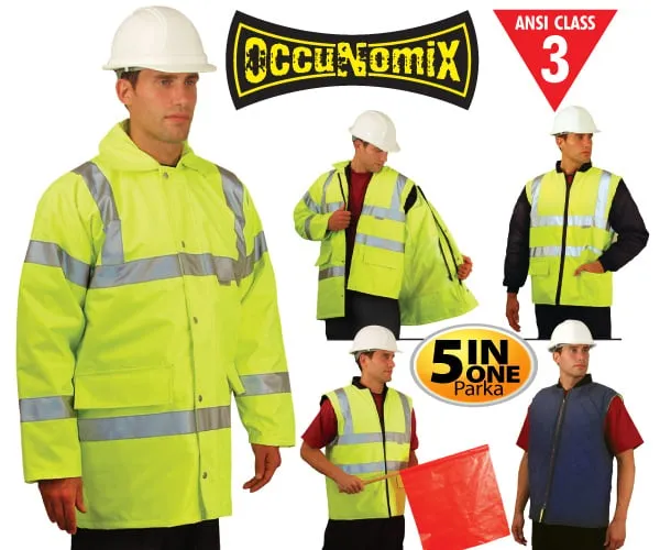 Class 3 Premium 5-In-1 Parka - Lime - 4XL