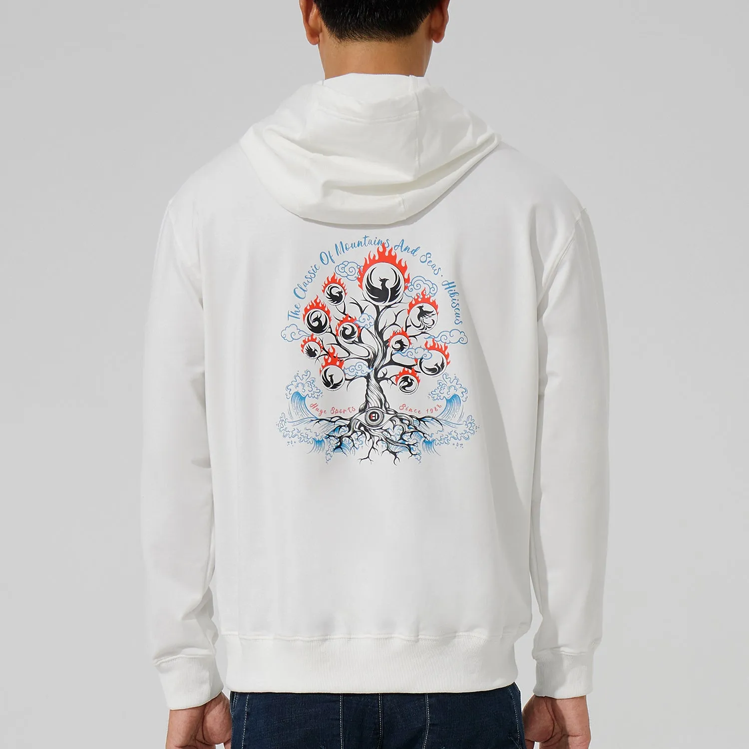 Classic Revival Hoodie - The Classic of Mountains and Seas series White Hibiscus