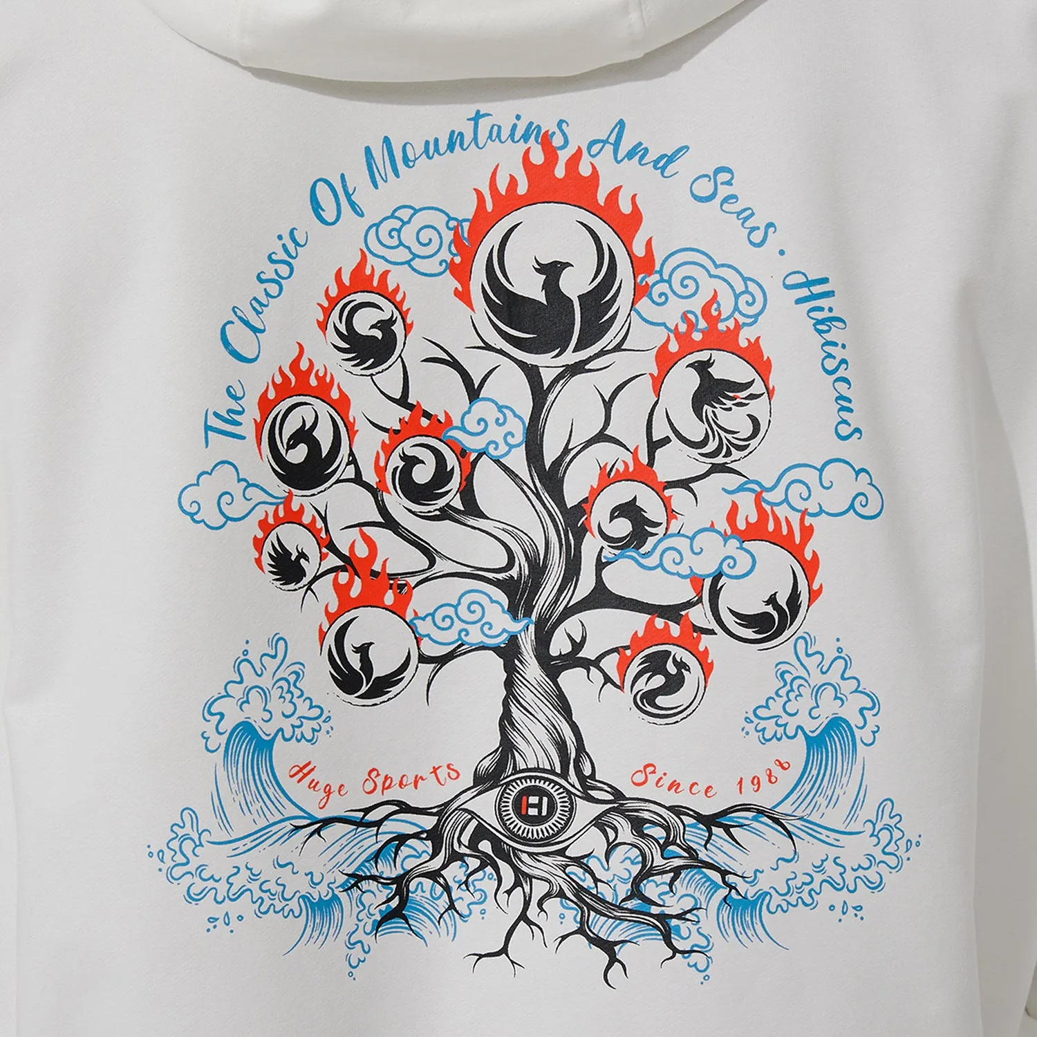 Classic Revival Hoodie - The Classic of Mountains and Seas series White Hibiscus