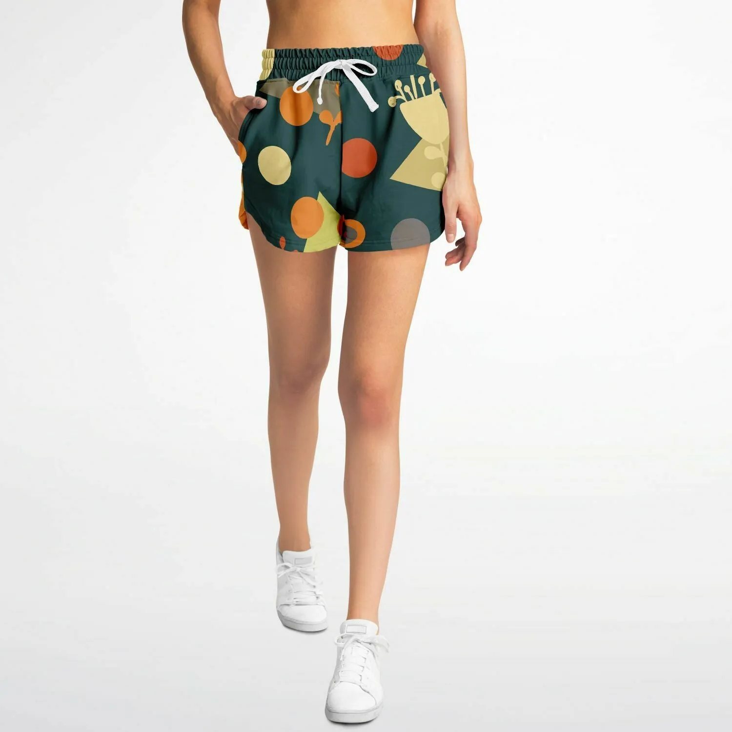 Colorful block print loose shorts