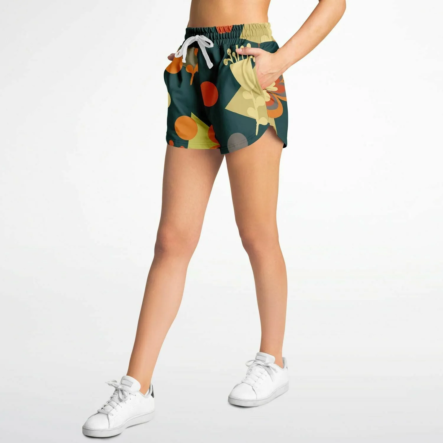 Colorful block print loose shorts