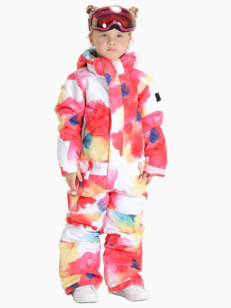 Colorful Cloud Kids One Piece Snowboard Suit
