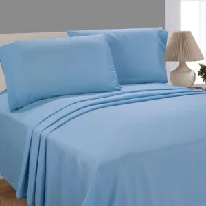 Cotton Sheet Set Twin Size Extra Long XL Light Blue