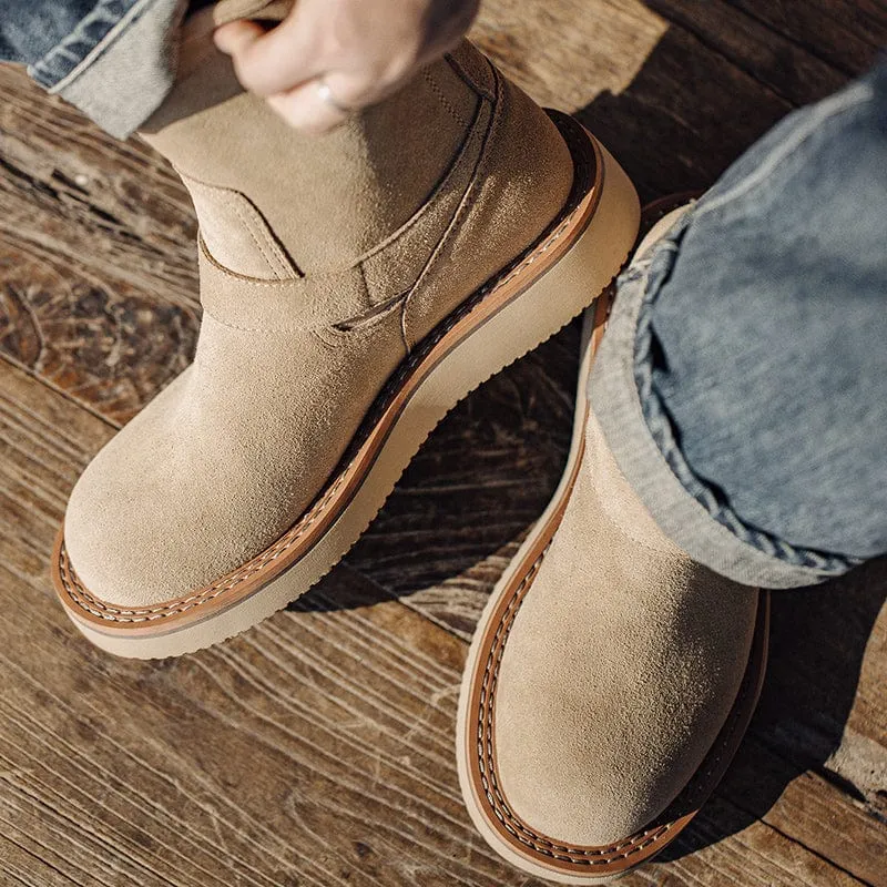 Cow Suede Snow Retro Boots