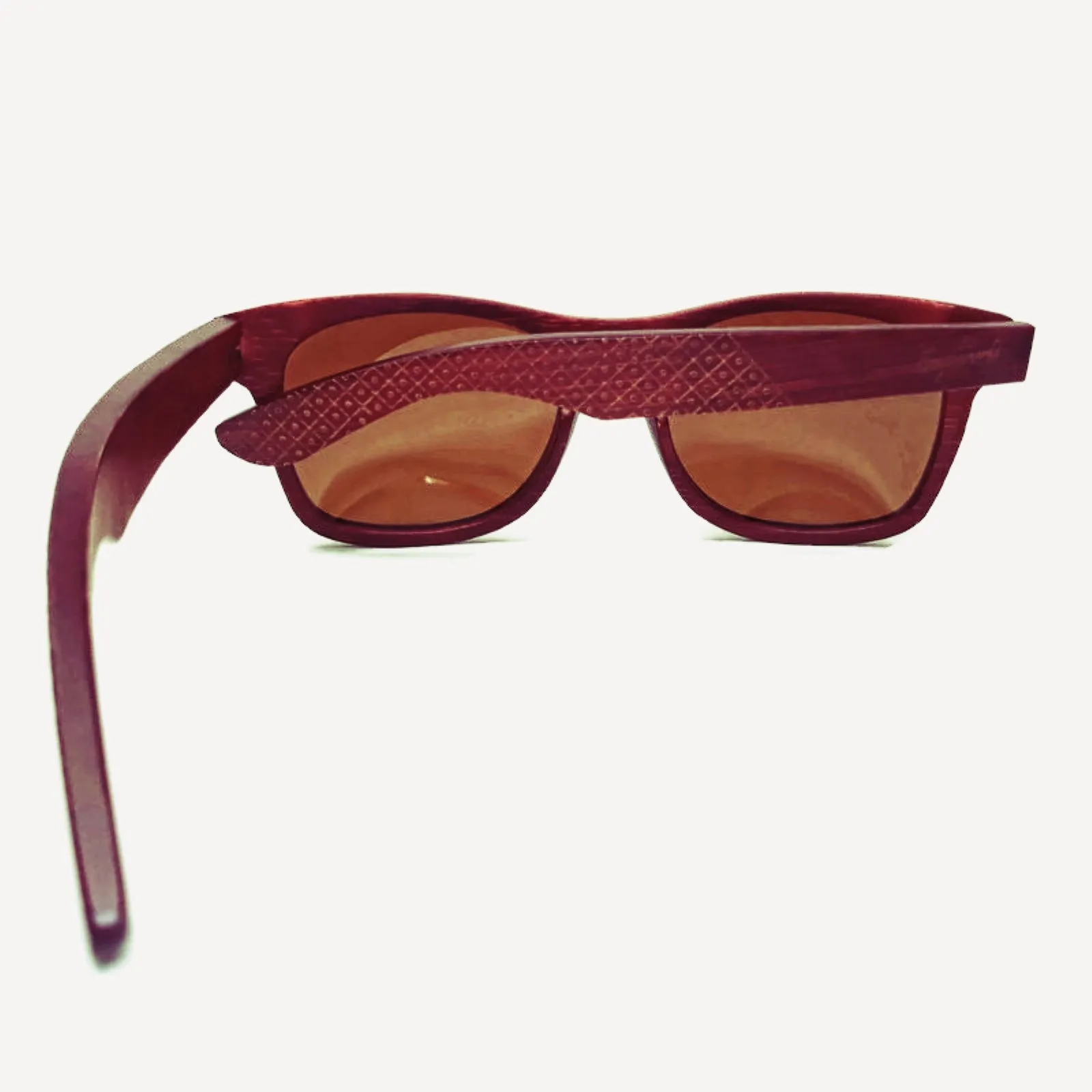 Crimson Wooden Sunglasses, Tea Colored Polarized Lenses