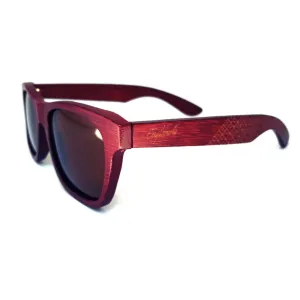 Crimson Wooden Sunglasses, Tea Colored Polarized Lenses