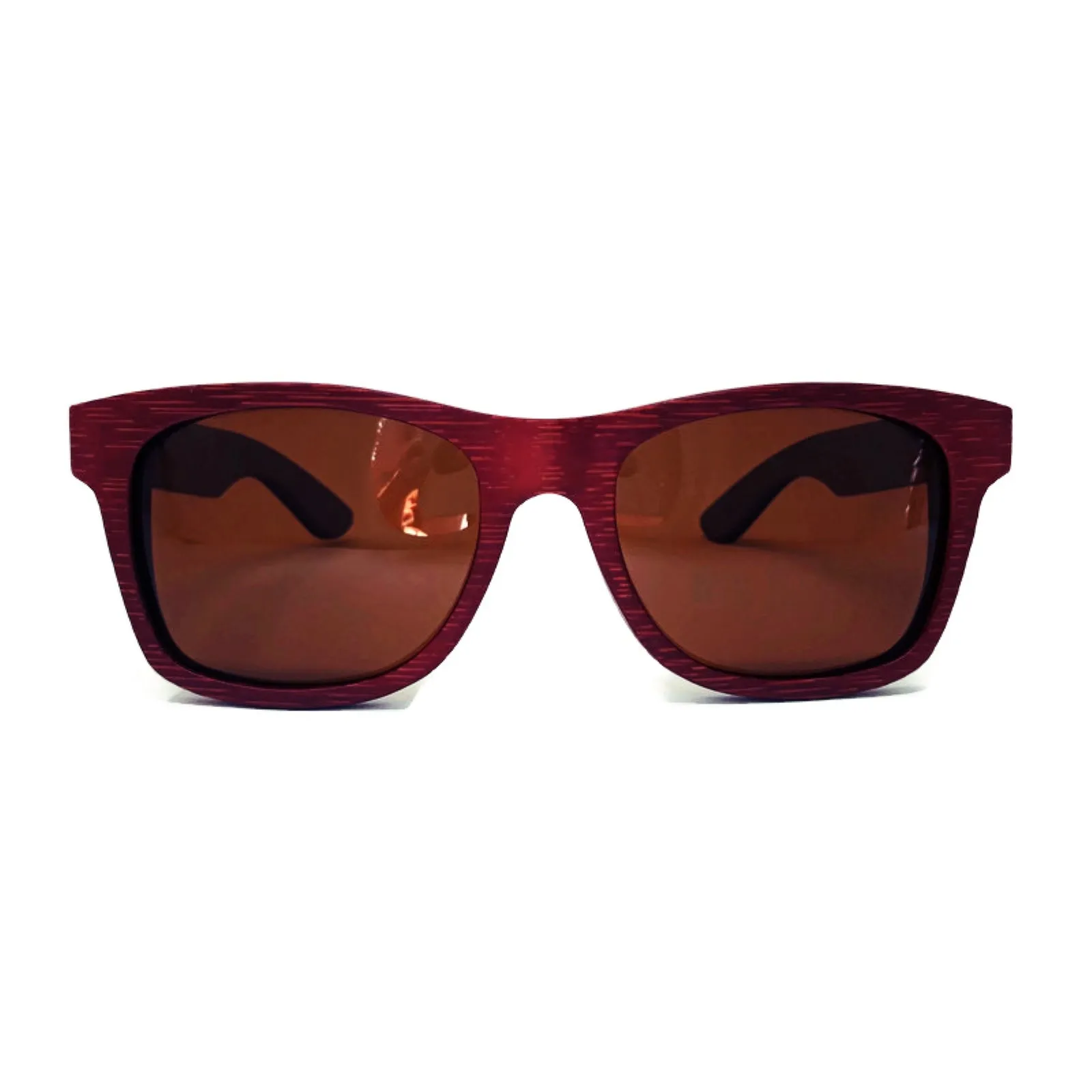 Crimson Wooden Sunglasses, Tea Colored Polarized Lenses