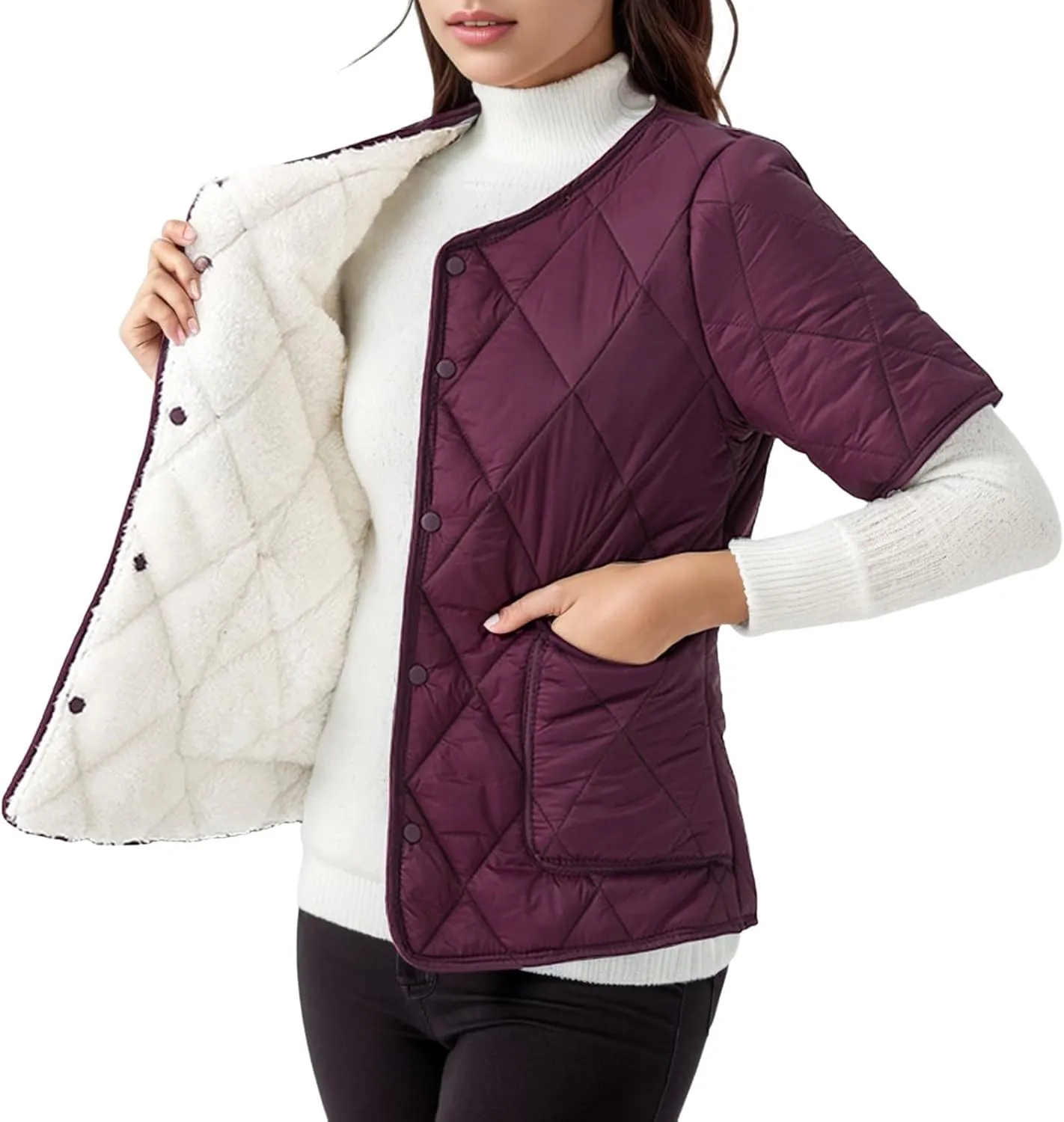 Cropped Puffer Jacket Women Ultralight Down Coat Packable Parkas Jacket Outerwear Full Zip Warm Hooded Insulated Coat